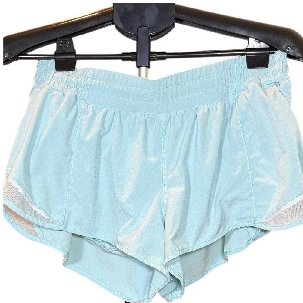 Lululemon Hotty Hot High-Rise Lined Shorts Light Blue Athletic Running Womens 14